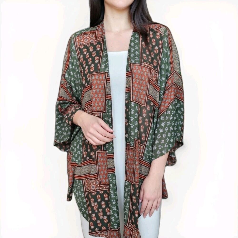 GRACE & EMMA Kimono Sz S/M Red Bohemian Boho